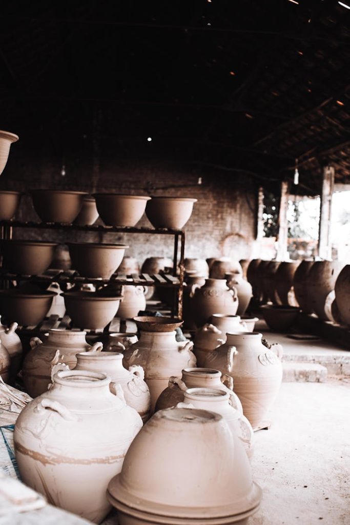 Clay Pots in a Factory